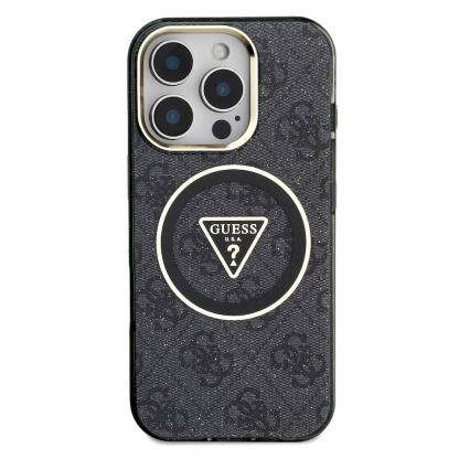 Хибриден удароустойчив кейс с MagSafe за iPhone 16 Pro Max - Guess IML Rhinestones Ring MagSafe Case (черен) 3