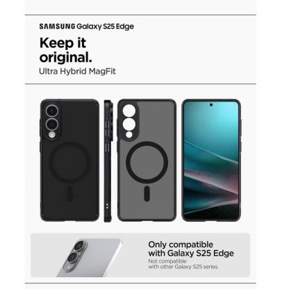 Хибриден кейс с висока степен на защита с MagSafe за Samsung Galaxy S25 Edge - Spigen Ultra Hybrid MagSafe Case (черен-прозрачен) 8