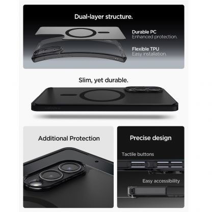 Хибриден кейс с висока степен на защита с MagSafe за Samsung Galaxy S25 Edge - Spigen Ultra Hybrid MagSafe Case (черен-прозрачен) 13