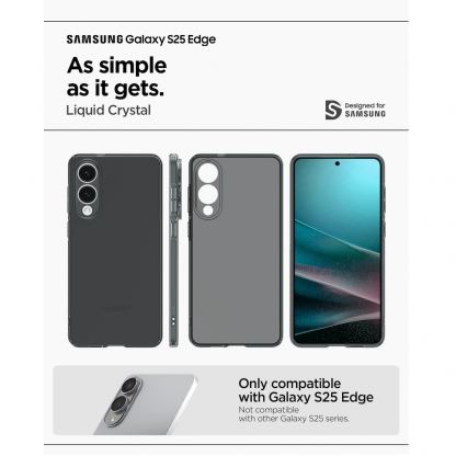 Тънък силиконов (TPU) калъф за Samsung Galaxy S25 Edge  - Spigen Liquid Crystal Case  (черен-прозрачен) 13