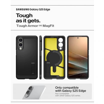 Хибриден кейс с най-висока степен на защита с MagSafe за Samsung Galaxy S25 Edge - Spigen Tough Armor MagSafe Case (черен) 10