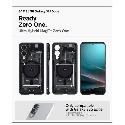 Хибриден кейс с висока степен на защита с MagSafe за Samsung Galaxy S25 Edge  - Spigen Ultra Hybrid MagSafe Neo One Case (черен-прозрачен) 8