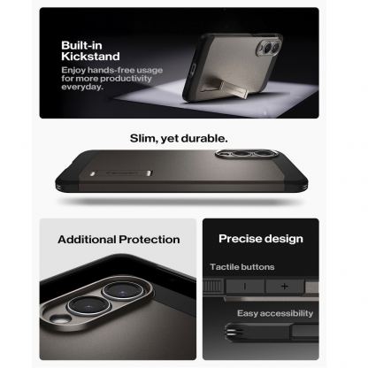 Хибриден кейс с най-висока степен на защита с MagSafe за Samsung Galaxy S25 Edge - Spigen Tough Armor MagSafe Case (тъмносив) 15