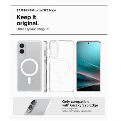 Хибриден кейс с висока степен на защита с MagSafe за Samsung Galaxy S25 Edge - Spigen Ultra Hybrid MagSafe Case (прозрачен-бял) 8