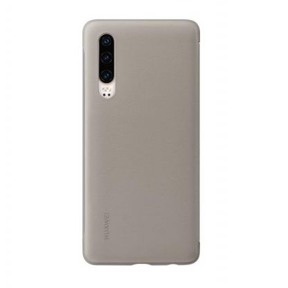 Huawei Smart View Flip Cover - оригинален кожен калъф за Huawei P30 (бежав) 2