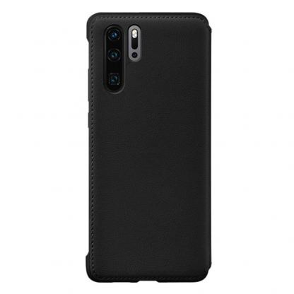 Huawei Wallet Cover Case - оригинален кожен калъф с поставка за Huawei P30 Pro (черен) 2