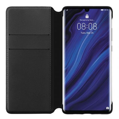 Huawei Wallet Cover Case - оригинален кожен калъф с поставка за Huawei P30 Pro (черен) 3