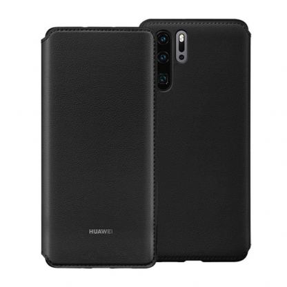 Huawei Wallet Cover Case - оригинален кожен калъф с поставка за Huawei P30 Pro (черен) 5