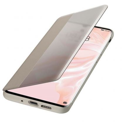 Huawei Smart View Flip Cover - оригинален кожен калъф за Huawei P30 Pro (бежав) 2