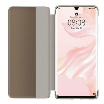 Huawei Smart View Flip Cover - оригинален кожен калъф за Huawei P30 Pro (бежав) 3