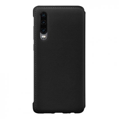 Huawei Wallet Cover Case - оригинален кожен калъф с поставка за Huawei P30 (черен) 4
