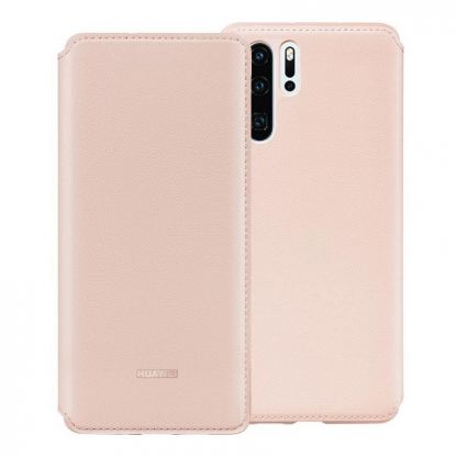 Huawei Wallet Cover Case - оригинален кожен калъф с поставка за Huawei P30 Pro (розов) 3