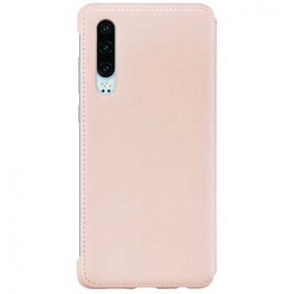 Huawei Wallet Cover Case - оригинален кожен калъф с поставка за Huawei P30 (розов) 2
