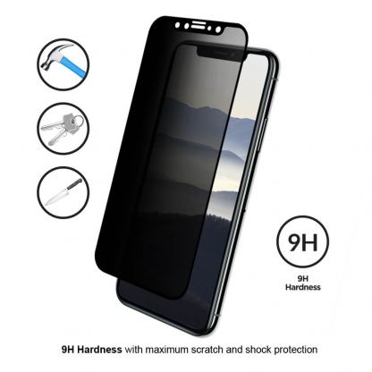 Eiger Privacy 3D Tempered Glass - калено стъклено защитно покритие с извити ръбове и определен ъгъл на виждане за целия дисплея на iPhone 11 Pro Max, iPhone XS Max (черен-прозрачен) (bulk) 3