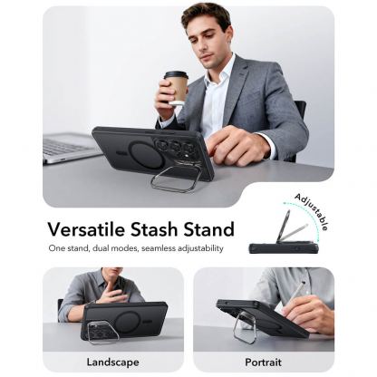 Хибриден кейс с висока степен на защита с MagSafe за Samsung Galaxy S26 Ultra - ESR Classic Hybrid HaloLock Kickstand MagSafe Case (черен)  3