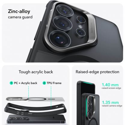 Хибриден кейс с висока степен на защита с MagSafe за Samsung Galaxy S26 Ultra - ESR Classic Hybrid HaloLock Kickstand MagSafe Case (черен)  8