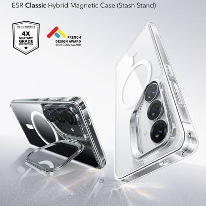 Хибриден кейс с висока степен на защита с MagSafe за Samsung Galaxy S26 - ESR Classic Hybrid HaloLock Kickstand MagSafe Case (прозрачен)  2