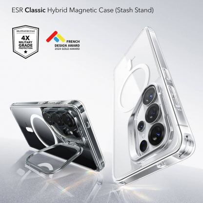 Хибриден кейс с висока степен на защита с MagSafe за Samsung Galaxy S26 Ultra - ESR Classic Hybrid HaloLock Kickstand MagSafe Case (прозрачен)  5
