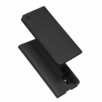 Кожен калъф с поставка и отделение за кр. карти за Samsung Galaxy S26 Ultra - Techsuit Magskin Book (черен) 3