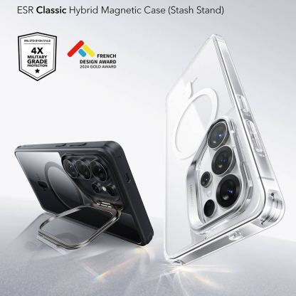 Хибриден кейс с висока степен на защита с MagSafe за Samsung Galaxy S26 Ultra - ESR Classic Hybrid HaloLock Kickstand MagSafe Case (черен-прозрачен)  4