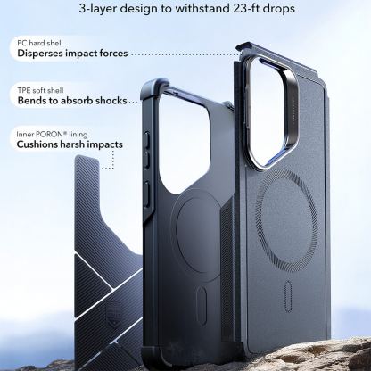 Хибриден кейс с висока степен на защита с MagSafe за Samsung Galaxy S26 Ultra - ESR Cyber Armor Kickstand MagSafe Case (син) 6