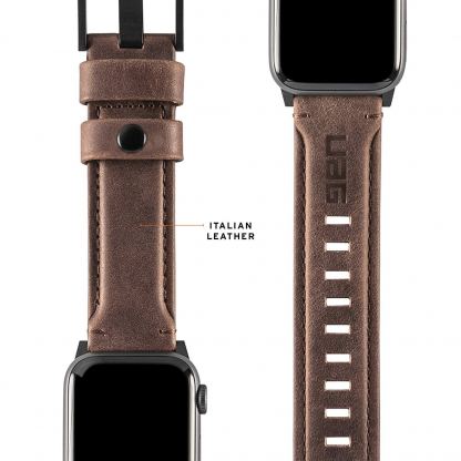Urban Armor Gear Leather Strap - кожена (естествена кожа) каишка за Apple Watch 38мм, 40мм (кафяв) 7