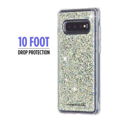 CaseMate Twinkle Case - дизайнерски кейс с истински перлени нишки и висока защита за Samsung Galaxy S10 (бял) 3