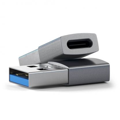 Satechi USB Male To USB-C Female Adapter - адаптер от USB мъжко към USB-C женско за мобилни устройства (тъмносив) 3