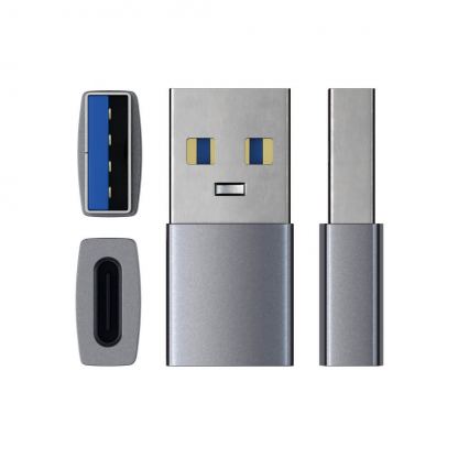 Satechi USB Male To USB-C Female Adapter - адаптер от USB мъжко към USB-C женско за мобилни устройства (тъмносив) 4