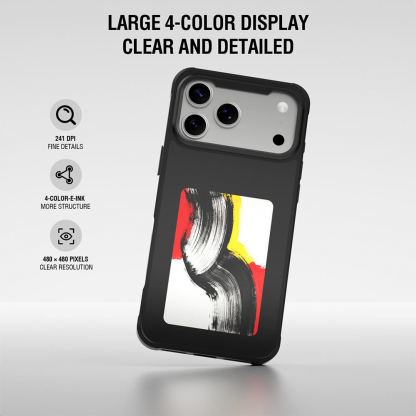  Поликарбонатов кейс с вграден дисплей на задната част и NFC за iPhone 17 Pro - 4smarts E-Ink Case with NFC Display (черен) 6