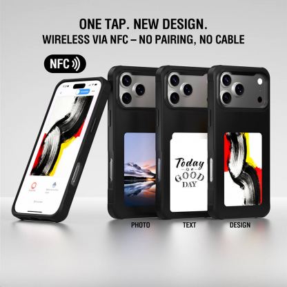  Поликарбонатов кейс с вграден дисплей на задната част и NFC за iPhone 17 Pro - 4smarts E-Ink Case with NFC Display (черен) 7