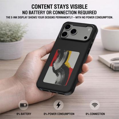  Поликарбонатов кейс с вграден дисплей на задната част и NFC за iPhone 17 Pro - 4smarts E-Ink Case with NFC Display (черен) 8