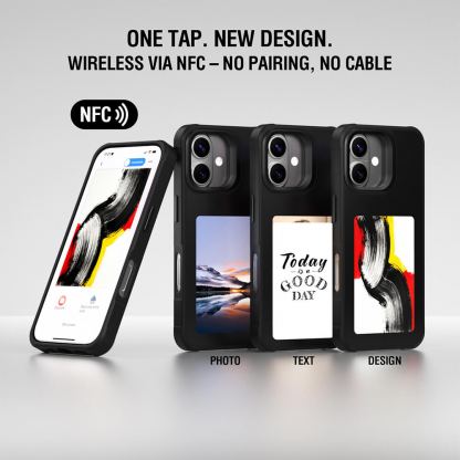  Поликарбонатов кейс с вграден дисплей на задната част и NFC за iPhone 17 - 4smarts E-Ink Case with NFC Display (черен) 5