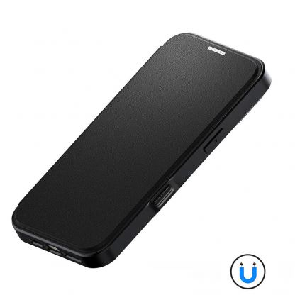 Кожен калъф, тип портфейл с отделение за кр. карти и Magsafe поддръжка за iPhone 17 Pro - 4smarts Urban Pro Flipcase, Qi2 ready (черен) 2