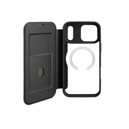 Кожен калъф, тип портфейл с отделение за кр. карти и Magsafe поддръжка за iPhone 17 Pro - 4smarts Urban Pro Flipcase, Qi2 ready (черен) 3