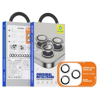 Предпазни стъклени лещи за камерата на iPhone 17 Pro, iPhone 17 Pro Max - Blueo Metal Frame Lens Glass (оранжев)  4