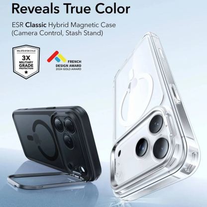 Хибриден кейс с висока степен на защита с MagSafe за iPhone 17 Pro - ESR Classic Hybrid HaloLock Kickstand MagSafe Case (черен)  2