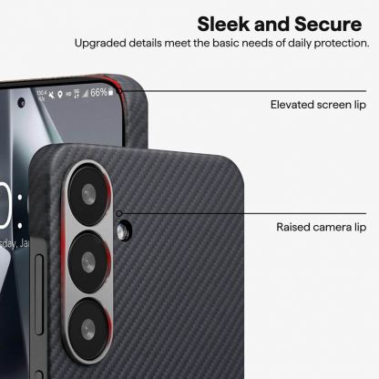 Кевларен кейс с MagSafe за Samsung Galaxy S26 - Techsuit Aramid Fiber MagSafe Ultra Slim Case (черен) 4
