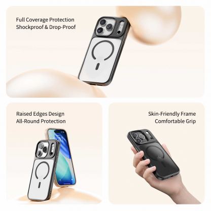 Хибриден удароустойчив кейс с MagSafe за iPhone 17 Pro Max -  Rock Guard Lens Protection Magnetic Case (прозрачен) 5