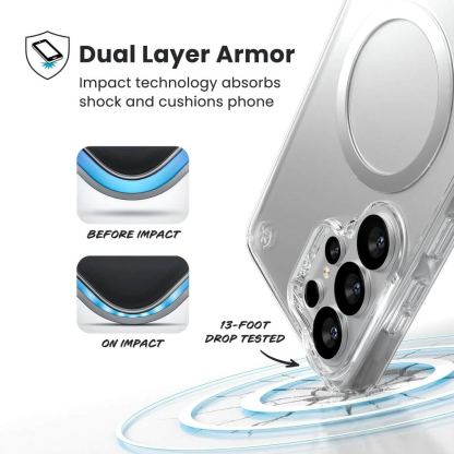 Удароустойчив хибриден кейс с Magsafe за Samsung Galaxy S26 Ultra, Samsung Galaxy S25 Ultra - Speck Presidio Perfect Clear MagSafe Case (прозрачен) 8