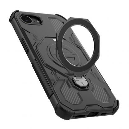 Хибриден удароустойчив кейс с вградена поставка и MagSafe за iPhone 17e, iPhone 16e - Techsuit Carbon Shield Pro Hybrid Case (черен) 2
