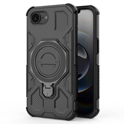 Хибриден удароустойчив кейс с вградена поставка и MagSafe за iPhone 17e, iPhone 16e - Techsuit Carbon Shield Pro Hybrid Case (черен) 3