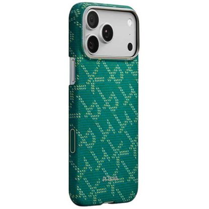 Кевларен кейс с MagSafe за iPhone 17 Pro - Pitaka Monogram Gold-Green Ultra Slim Aramid Fiber Case 4