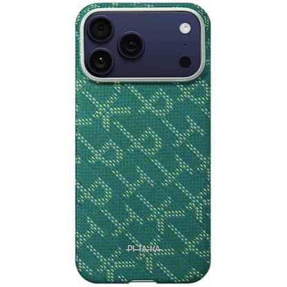 Кевларен кейс с MagSafe за iPhone 17 Pro Max - Pitaka Monogram Gold-Green Ultra Slim Aramid Fiber Case 3