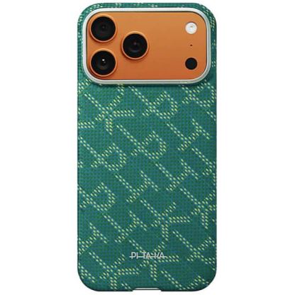 Кевларен кейс с MagSafe за iPhone 17 Pro Max - Pitaka Monogram Gold-Green Ultra Slim Aramid Fiber Case 4