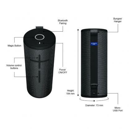Ultimate Ears BOOM 3 Bluetooth Speaker - безжичен водоустойчив Bluetooth спийкър с микрофон (черен)		 8