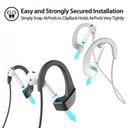 iLuv ClipBack Strap for Apple AirPods - силиконово въженце с кукички за безжични слушалки Apple AirPods (черен) 7