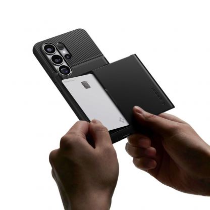 Хибриден удароустойчив кейс с отделение за кр. карти за Samsung Galaxy S26 Ultra - Spigen Slim Armor CS Case (черен) 9