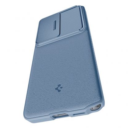 Тънък качествен силиконов (TPU) калъф с капак за камерата за Samsung Galaxy S26 Ultra - Spigen Optik Armor Case (син) 7