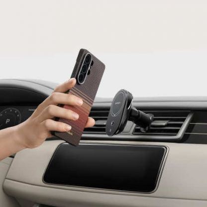 Кевларен кейс с MagSafe за Samsung Galaxy S26 Ultra - Pitaka Edge Sunset Aramid Fiber MagSafe Case Aeron Button 11